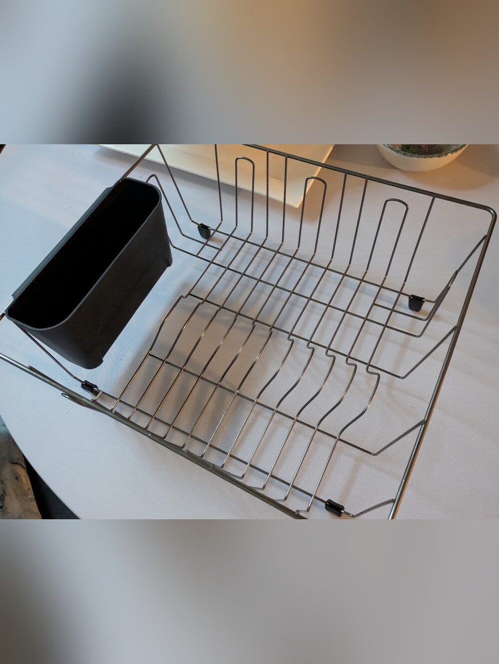 Stainless Steel Dish Drying Rack with Utensil Holder, Square Corners. NWOT.